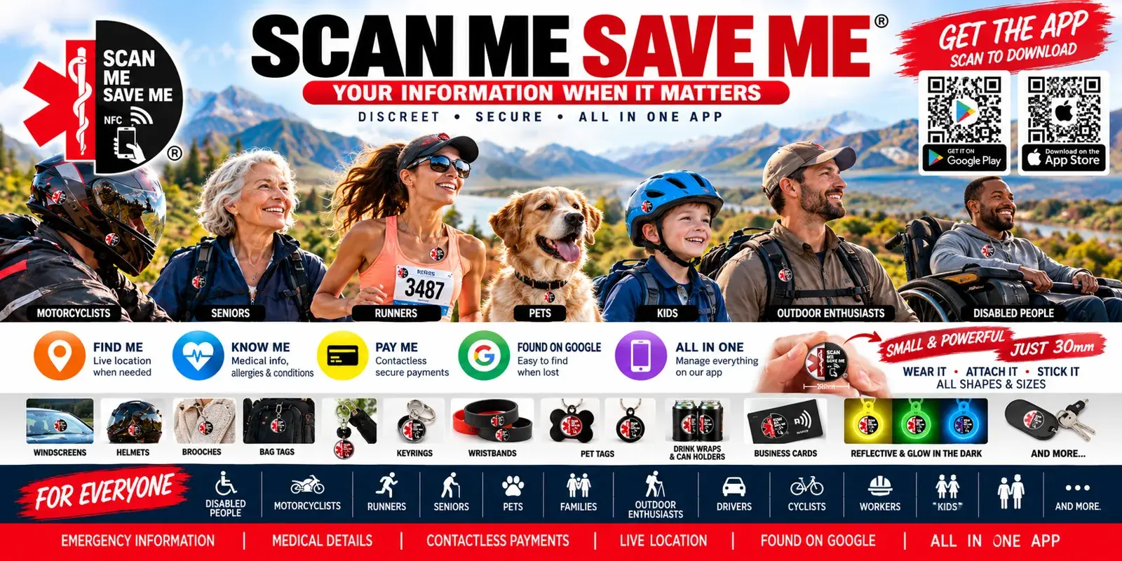 Scan Me Save Me: your information when it matters. NFC tags for seniors, pets, drivers and more.
